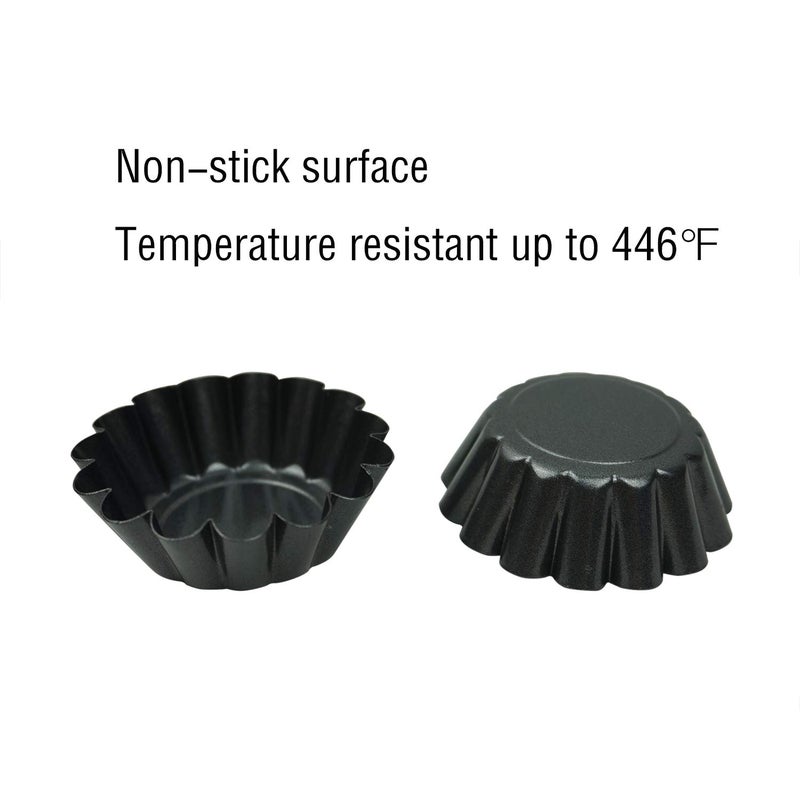 Proshopping 12 Pack Mini Tart Pan, Non-stick Carbon Steel Tart Molds, Pie Mould, Muffin Cupcake Pudding Maker - for Pies, Chinese Tart, Cakes (Size 2.6"x0.9") - Image 4